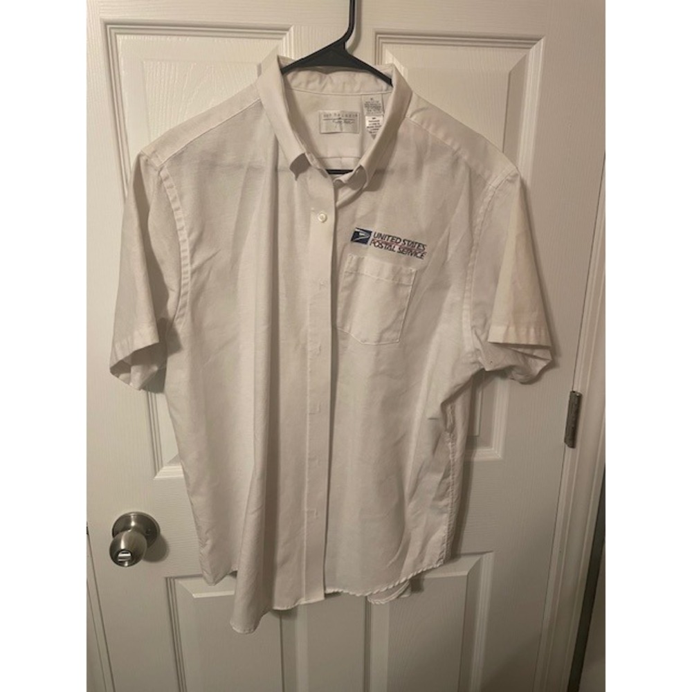 Women's White Button Down Short Sleeve USPS Postal Uniform Shirt XL